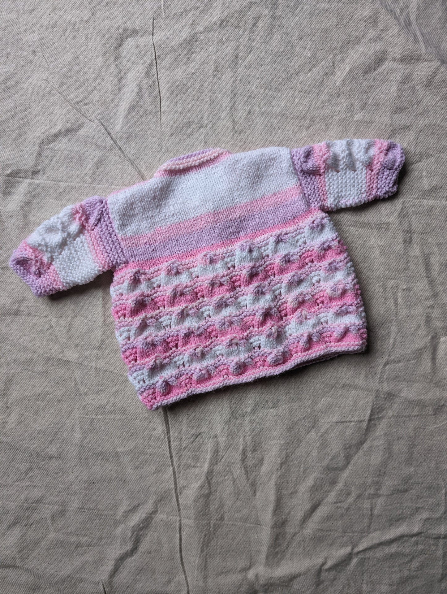 Pink Mix Hand Knit Cardigan 0-3 months