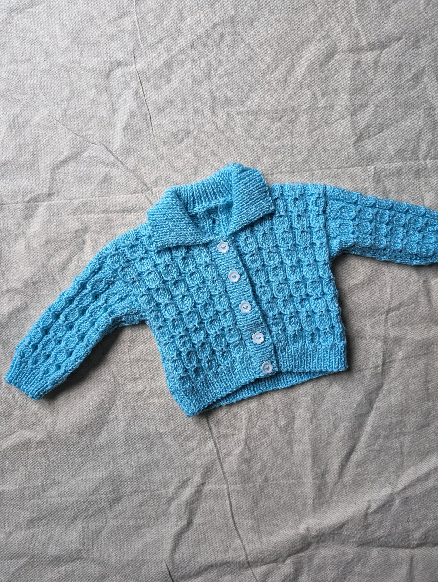 Light Blue Hand Knit Cardigan 6-12 months