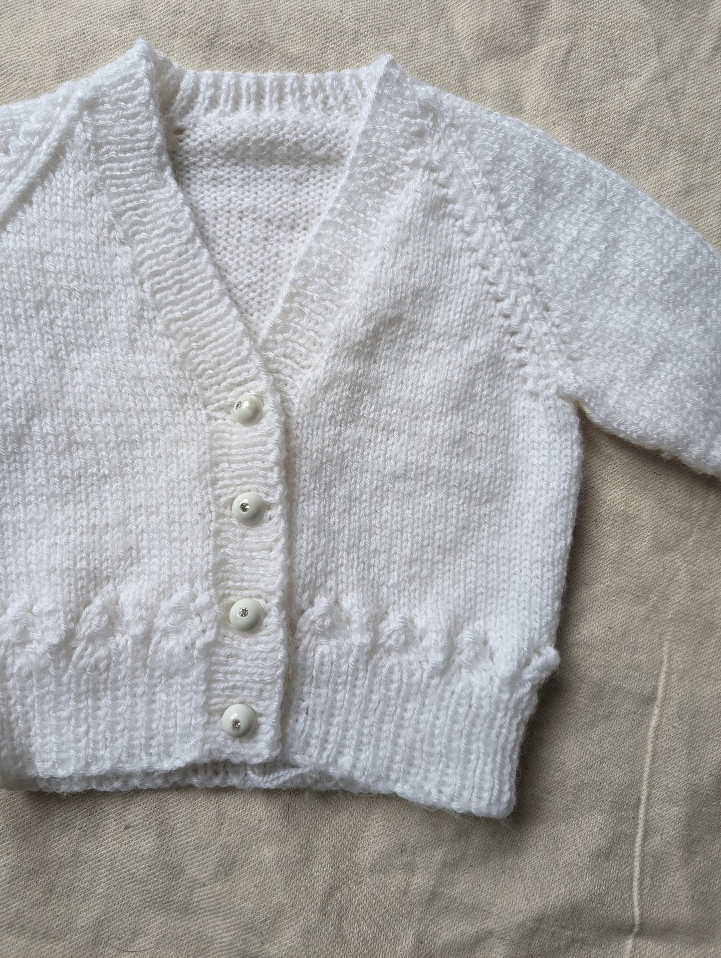 White Hand Knit Cardigan 0-3 months