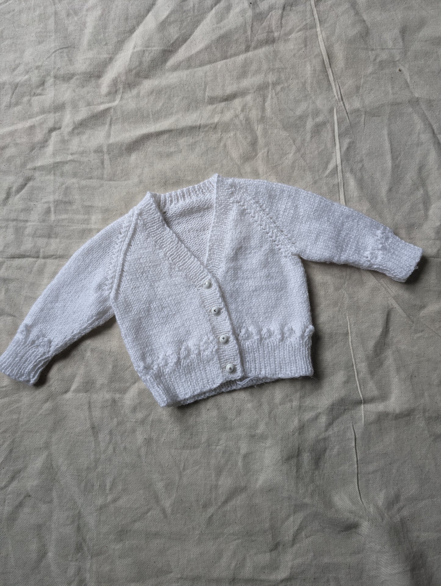 White Hand Knit Cardigan 0-3 months