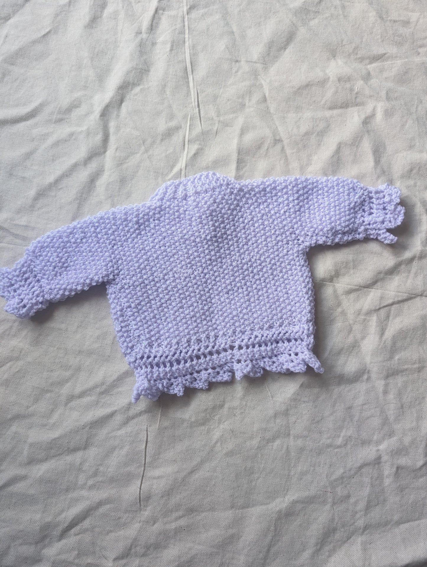 Purple Sparkle Hand Knit Cardigan 0-3 months