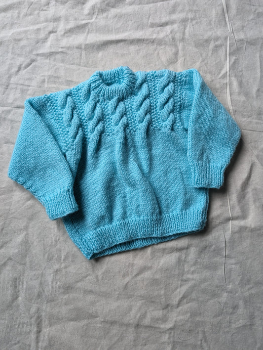 Turquoise Hand Knit Cardigan 3-6 months