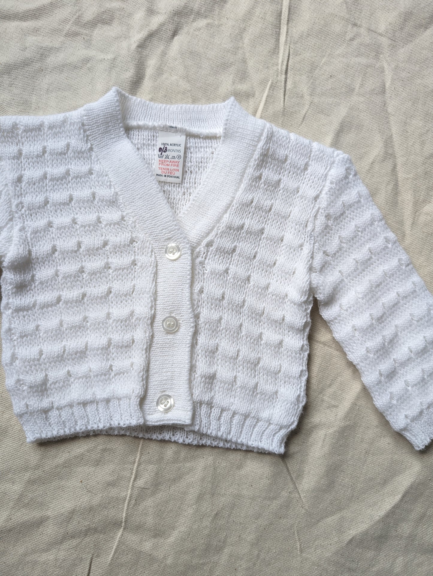 White Knit Cardigan 0-3 months