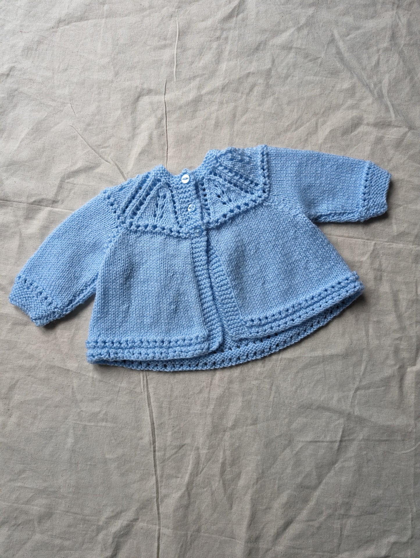 Light Blue Hand Knit Cardigan 3-6 months