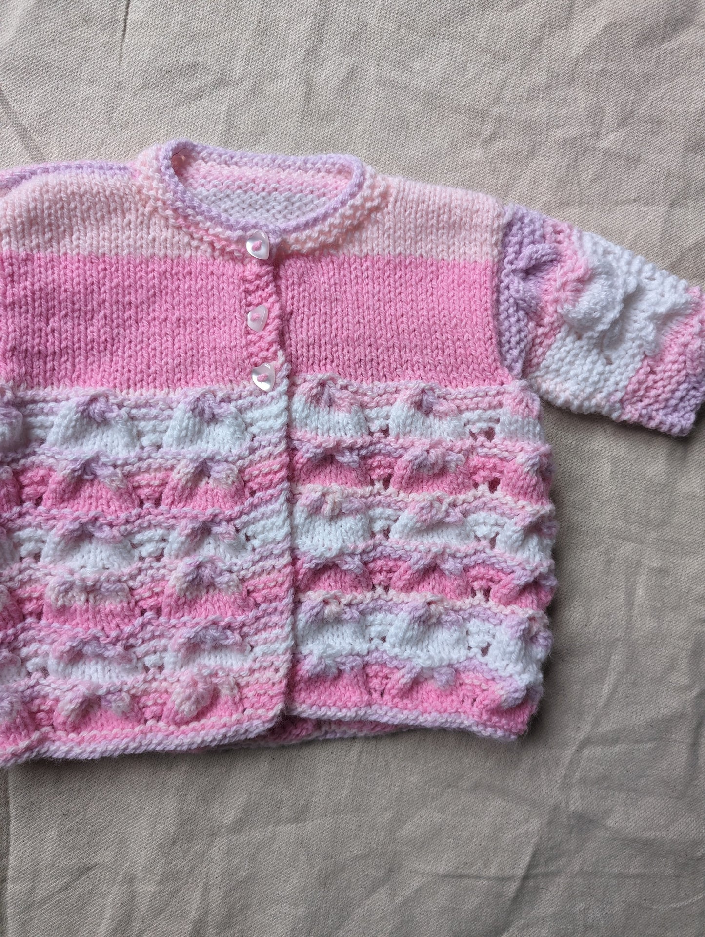 Pink Mix Hand Knit Cardigan 0-3 months