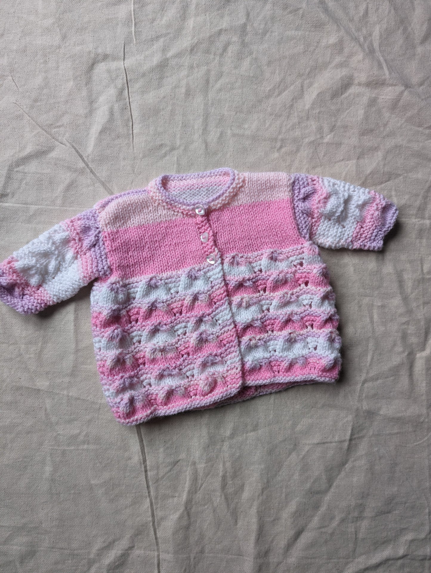 Pink Mix Hand Knit Cardigan 0-3 months