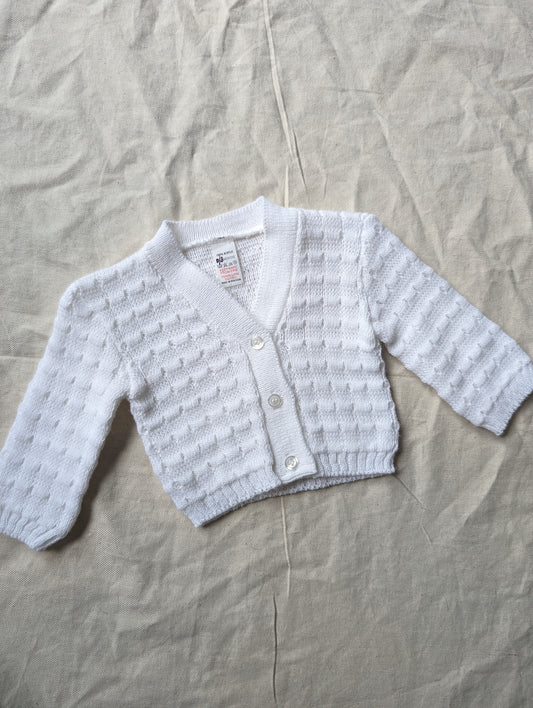 White Knit Cardigan 0-3 months