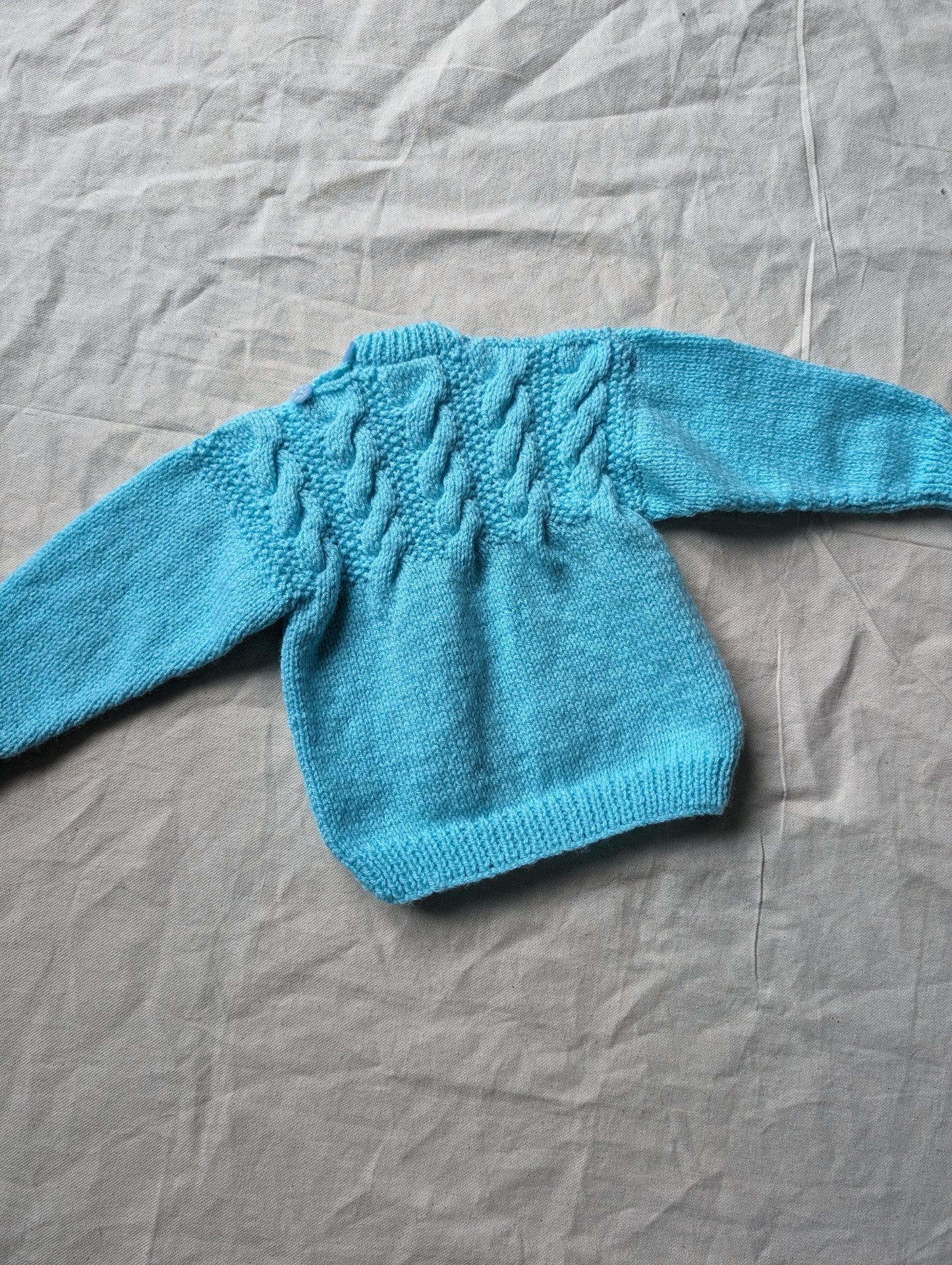 Turquoise Hand Knit Cardigan 3-6 months