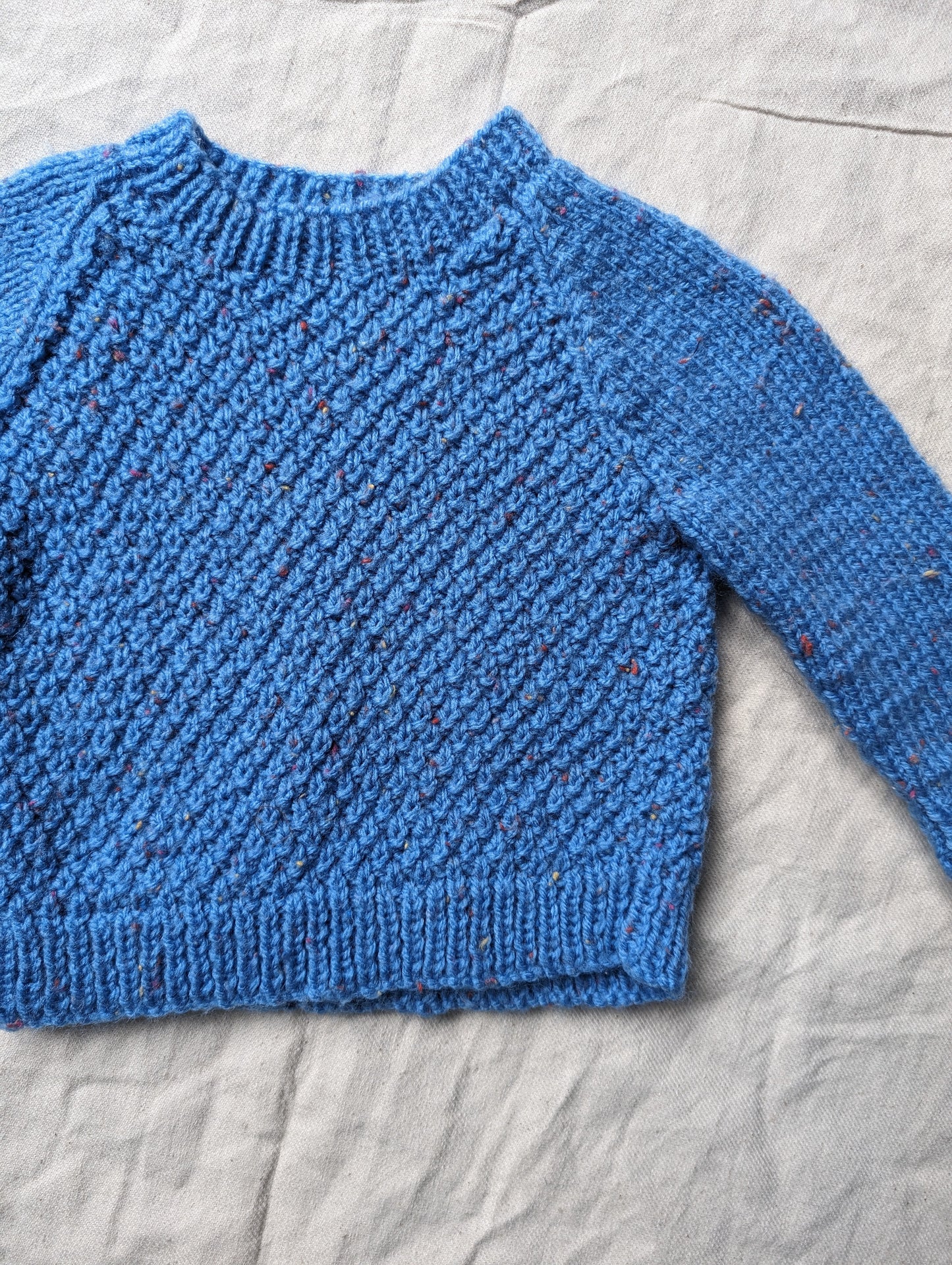 Blue Speckled Hand Knit Jumper 3-6 months