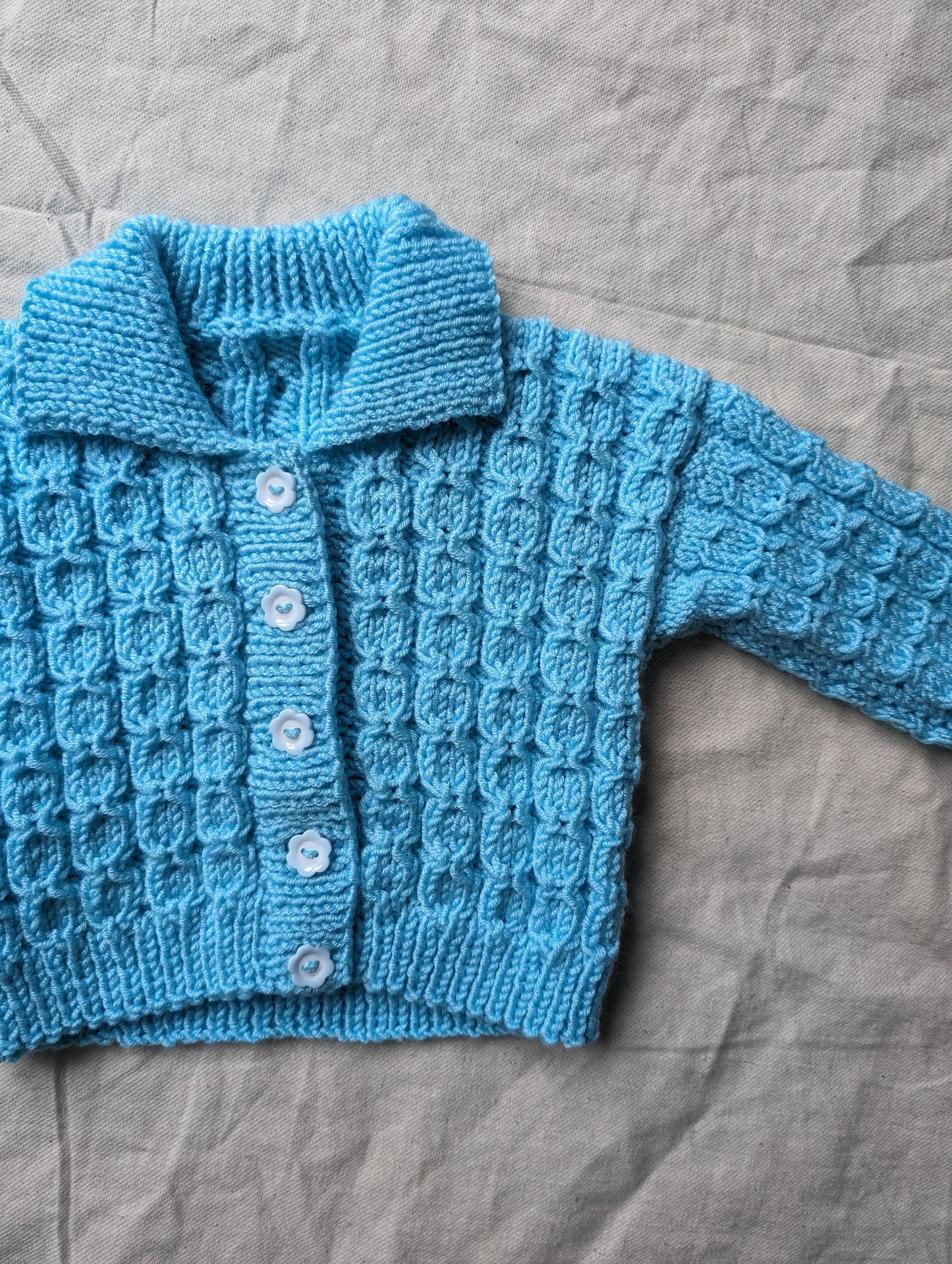 Light Blue Hand Knit Cardigan 6-12 months