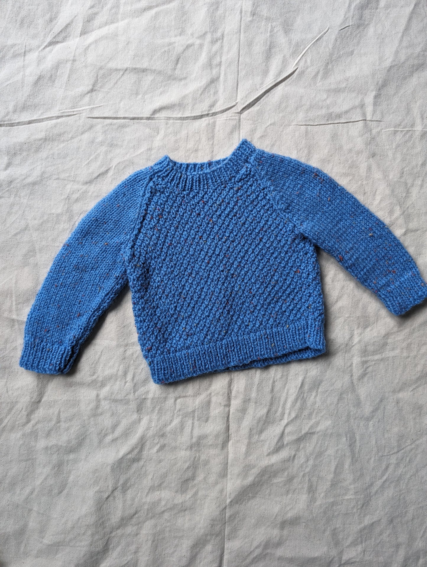 Blue Speckled Hand Knit Jumper 3-6 months