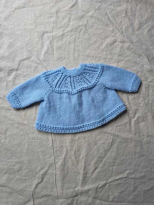 Light Blue Hand Knit Cardigan 3-6 months