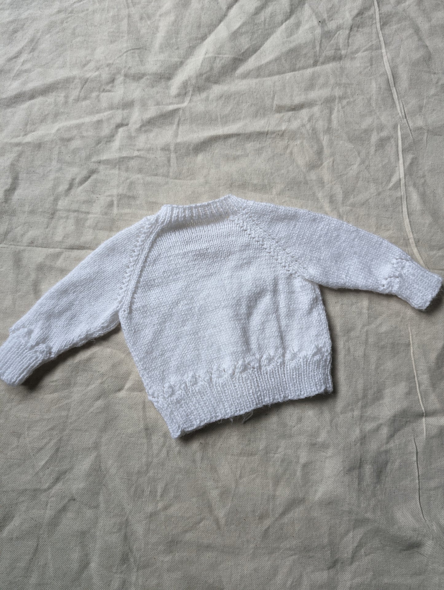 White Hand Knit Cardigan 0-3 months