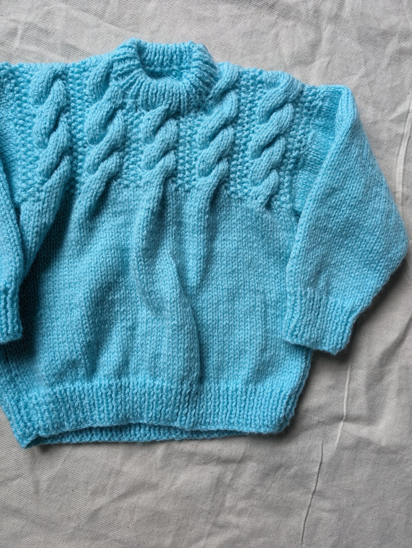 Turquoise Hand Knit Cardigan 3-6 months