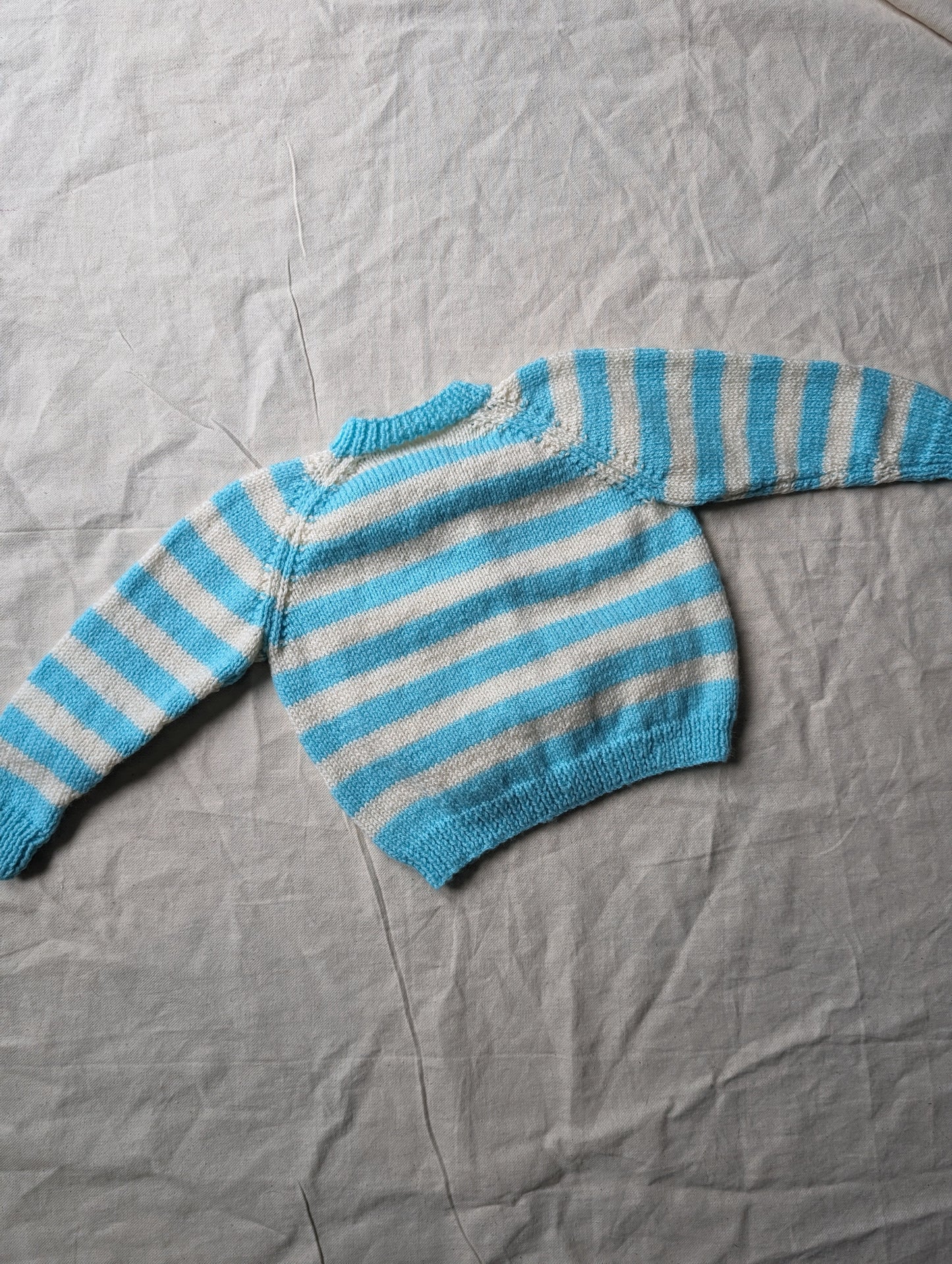 Turquoise Stripe Hand Knit Cardigan 1-2 years