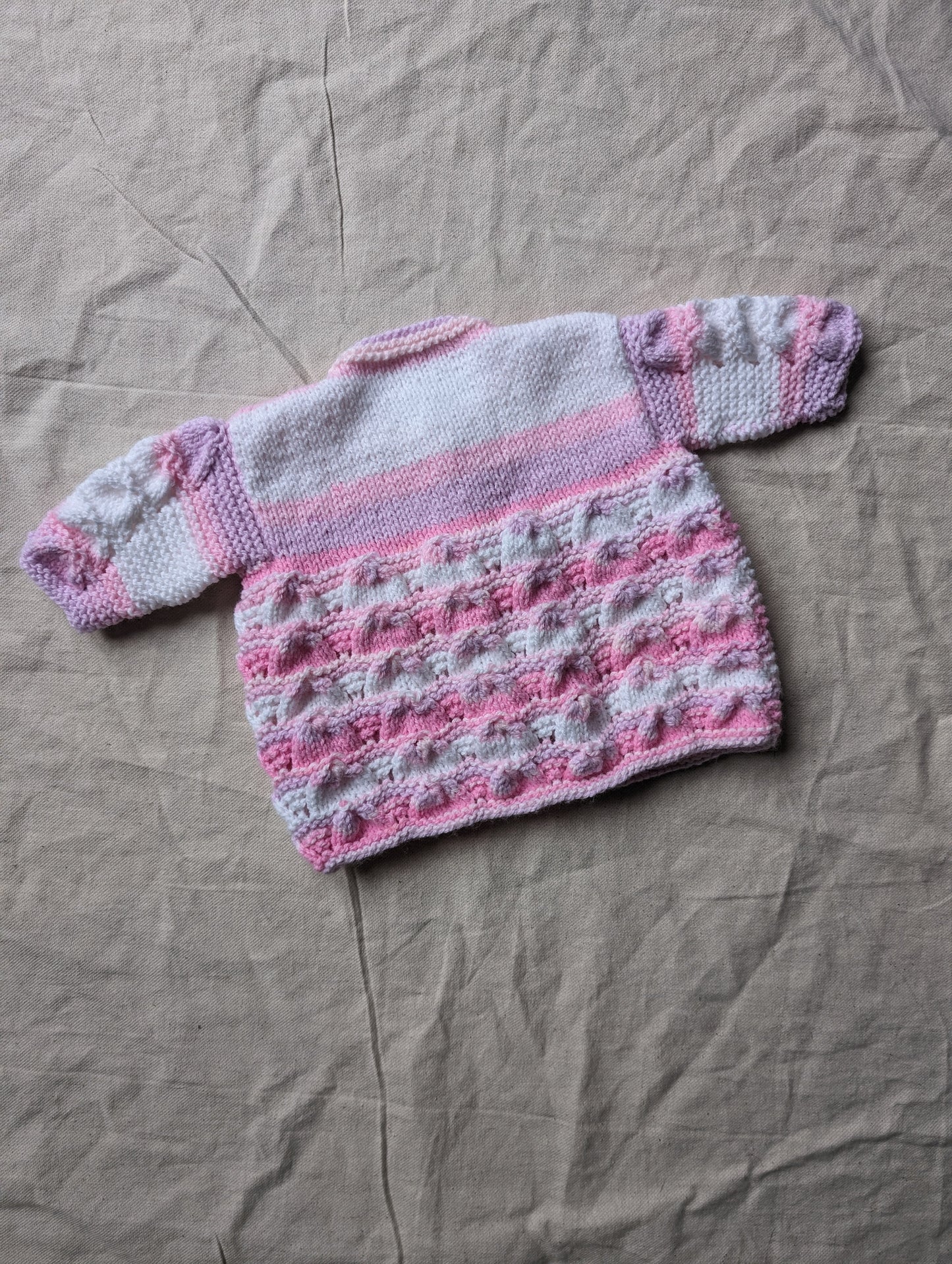 Pink Mix Hand Knit Cardigan 0-3 months