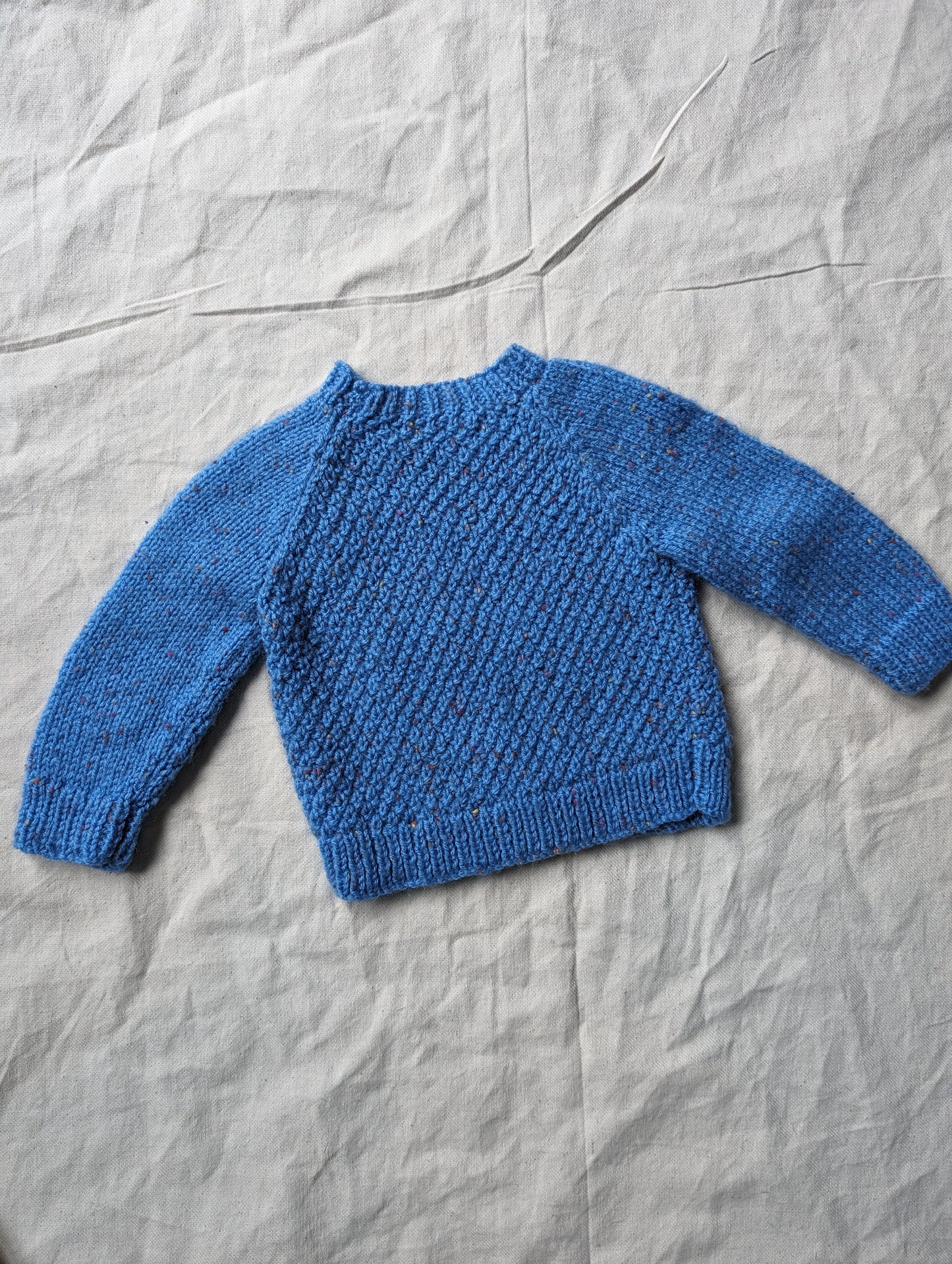 Blue Speckled Hand Knit Jumper 3-6 months