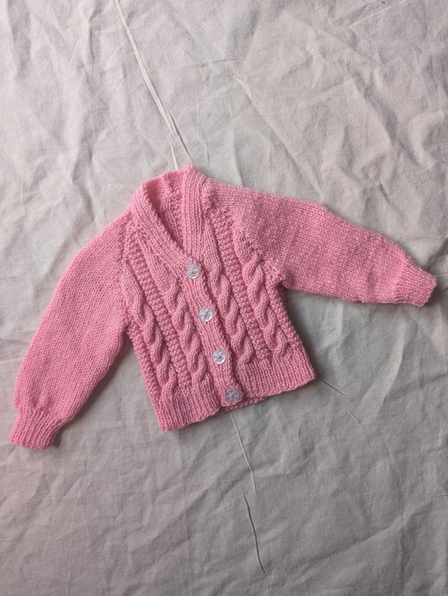 Pink Hand Knit Cardigan Newborn