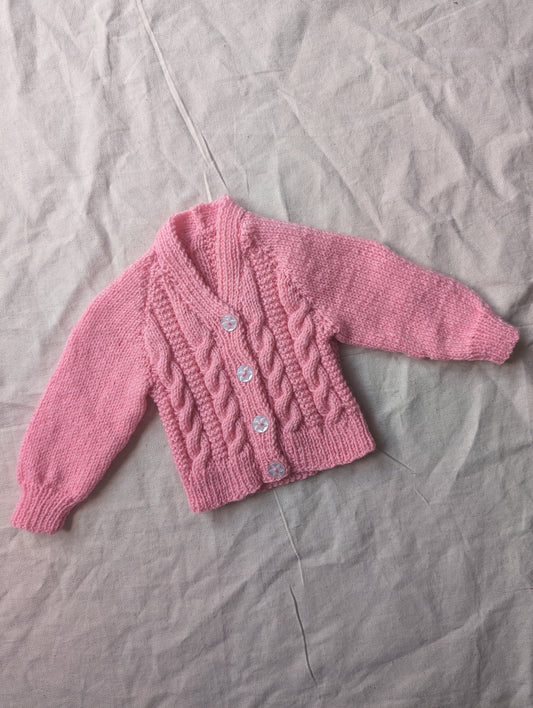 Pink Hand Knit Cardigan Newborn